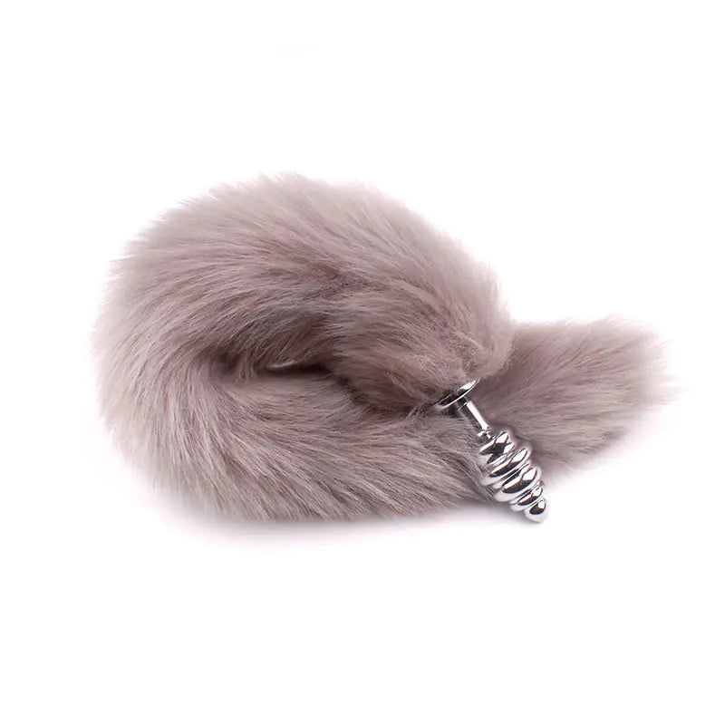 "Adult Spiral Rotating Fox Tail Anal Plug with Fur" - Honeysuckle Melons