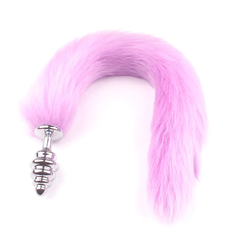 "Adult Spiral Rotating Fox Tail Anal Plug with Fur" - Honeysuckle Melons
