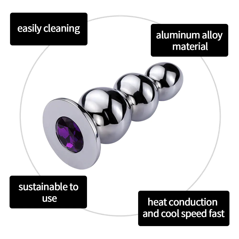 Metal Large Beaded Anal Plug for Adults, Sex Toy - Honeysuckle Melons