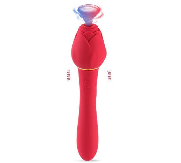 2 In 1 Rose Shaped Vibrating Clitoral Suction Toy - Honeysuckle Melons