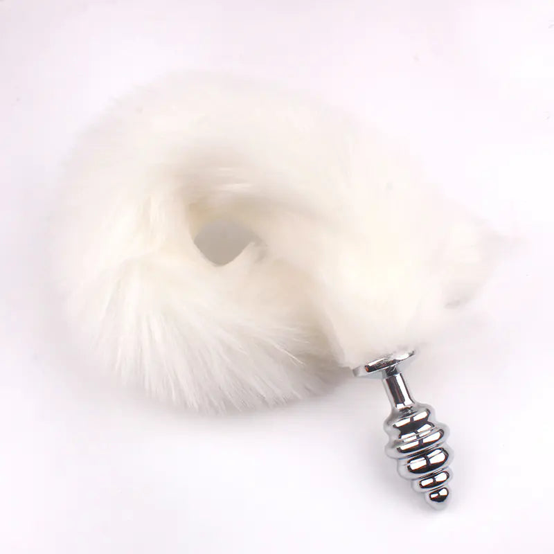 "Adult Spiral Rotating Fox Tail Anal Plug with Fur" - Honeysuckle Melons