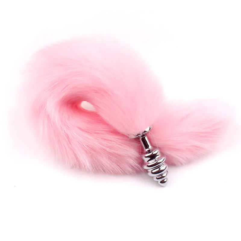 "Adult Spiral Rotating Fox Tail Anal Plug with Fur" - Honeysuckle Melons