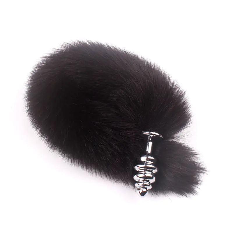 "Adult Spiral Rotating Fox Tail Anal Plug with Fur" - Honeysuckle Melons