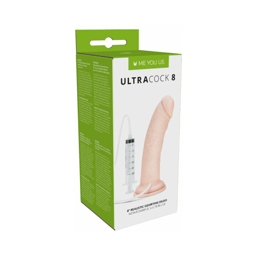 Me You Us Ultra Cock 8 in. Realistic Squirting Dildo Vanilla - Honeysuckle Melons
