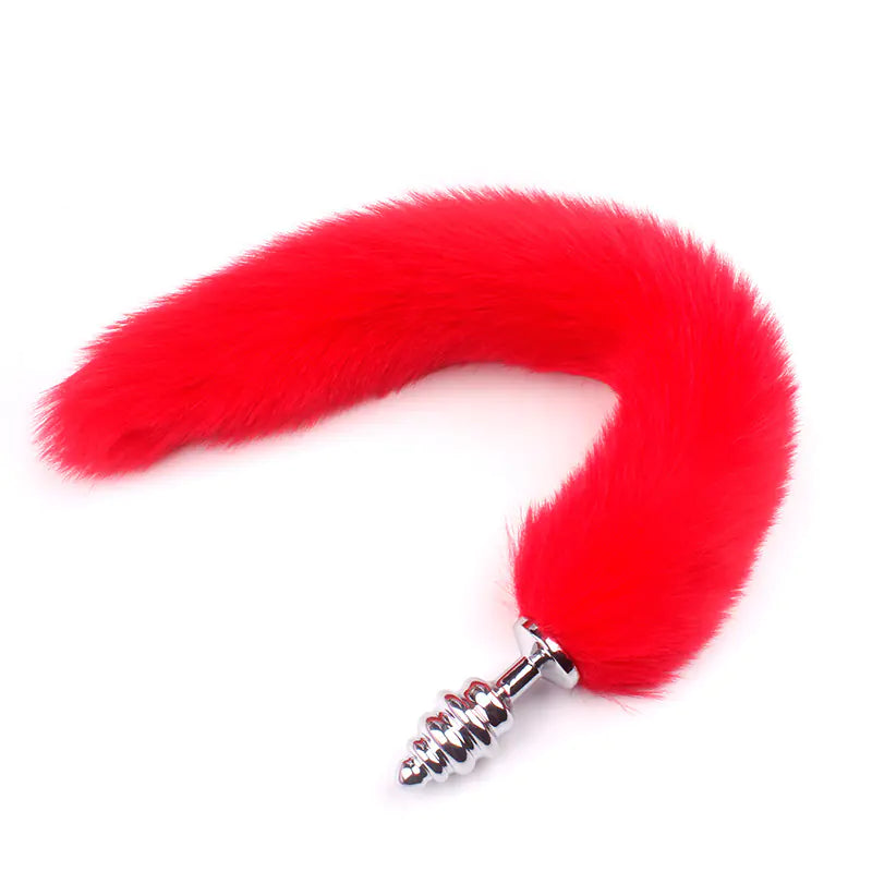 "Adult Spiral Rotating Fox Tail Anal Plug with Fur" - Honeysuckle Melons