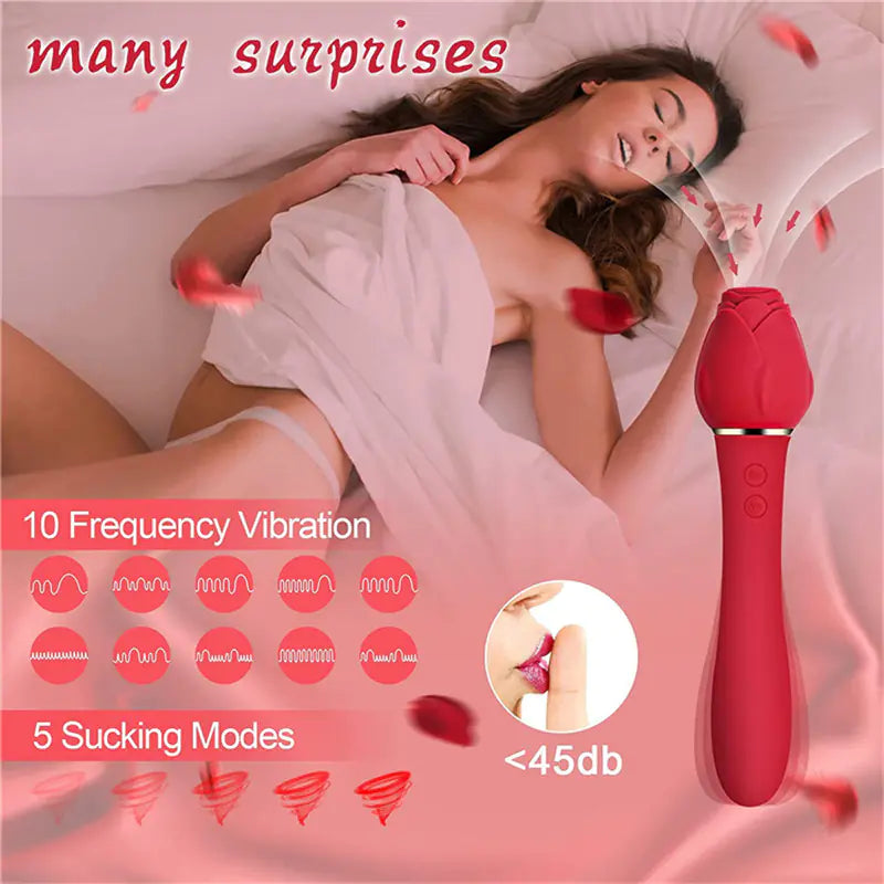 2 In 1 Rose Shaped Vibrating Clitoral Suction Toy - Honeysuckle Melons