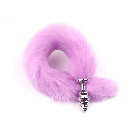 "Adult Spiral Rotating Fox Tail Anal Plug with Fur" - Honeysuckle Melons