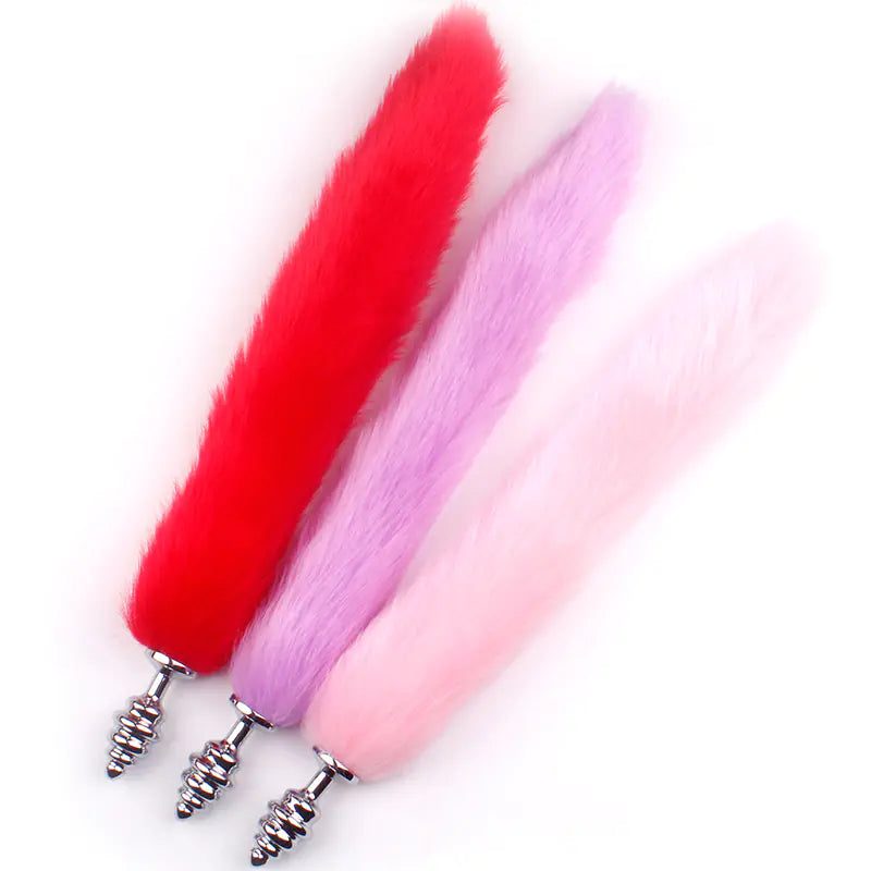 "Adult Spiral Rotating Fox Tail Anal Plug with Fur" - Honeysuckle Melons