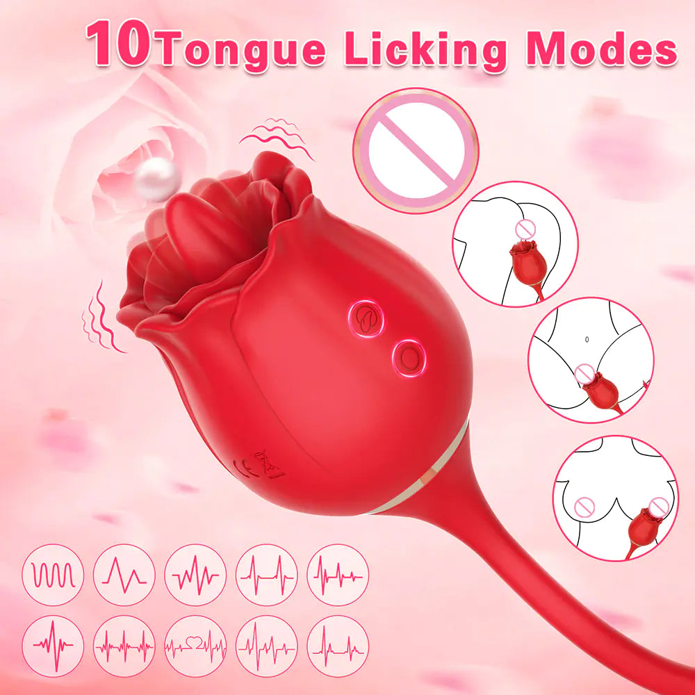 Rose Tongue Vibrator for Women - G Spot and Clitoral Stimulation - Honeysuckle Melons