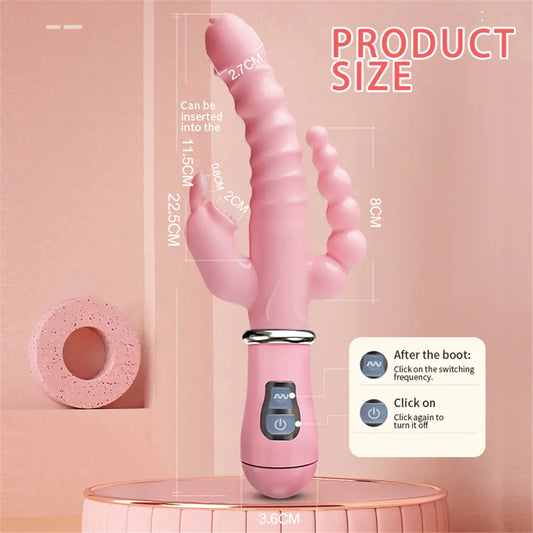 Love Rabbit Vibration Massage Three-Pronged Adult Toy - Honeysuckle Melons