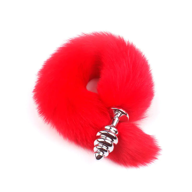 "Adult Spiral Rotating Fox Tail Anal Plug with Fur" - Honeysuckle Melons