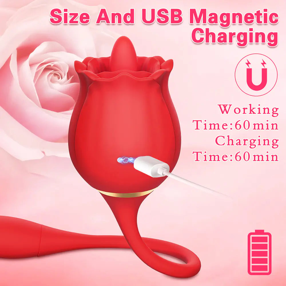 Rose Tongue Vibrator for Women - G Spot and Clitoral Stimulation - Honeysuckle Melons